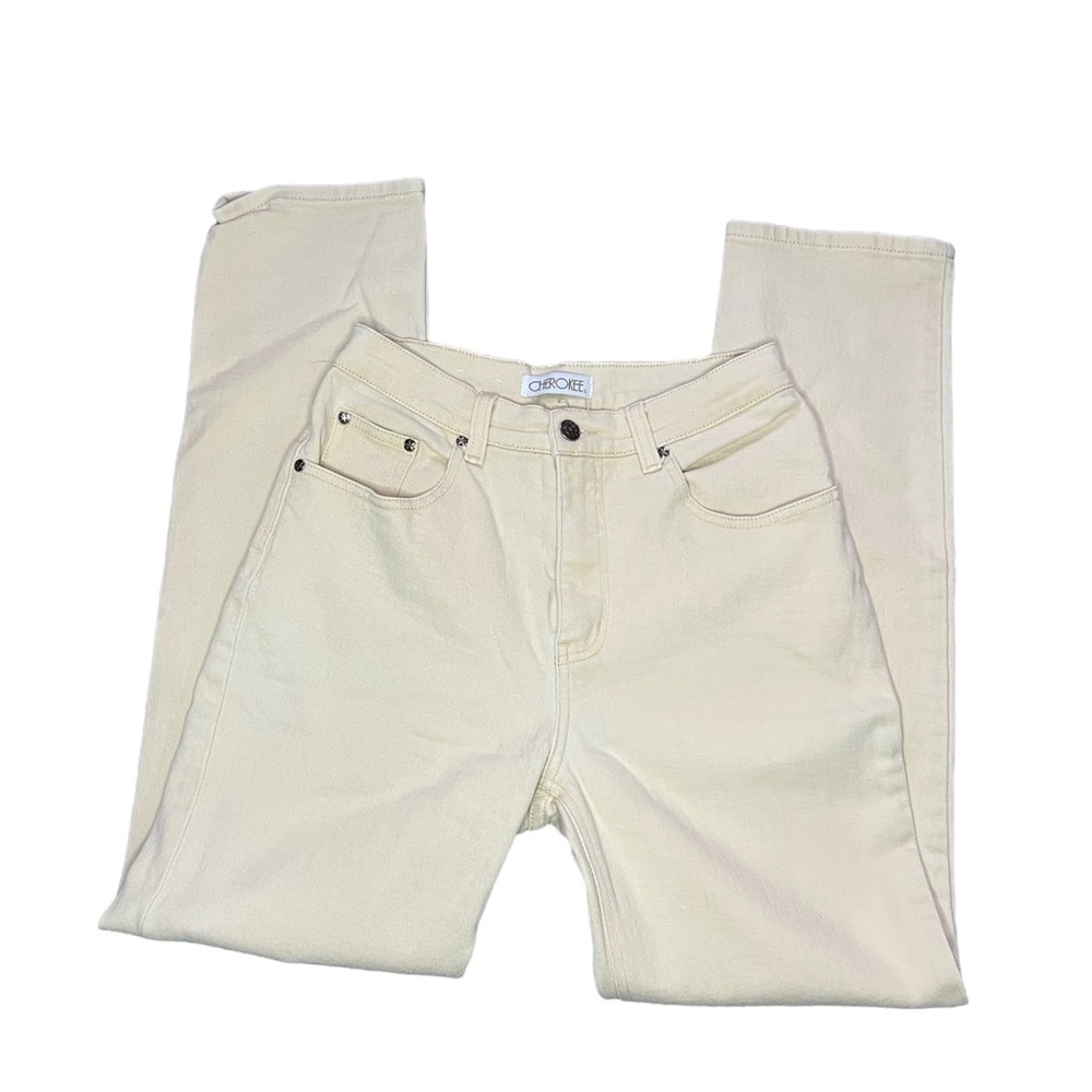 Cream Cherokee High Waisted Straight Leg Jeans